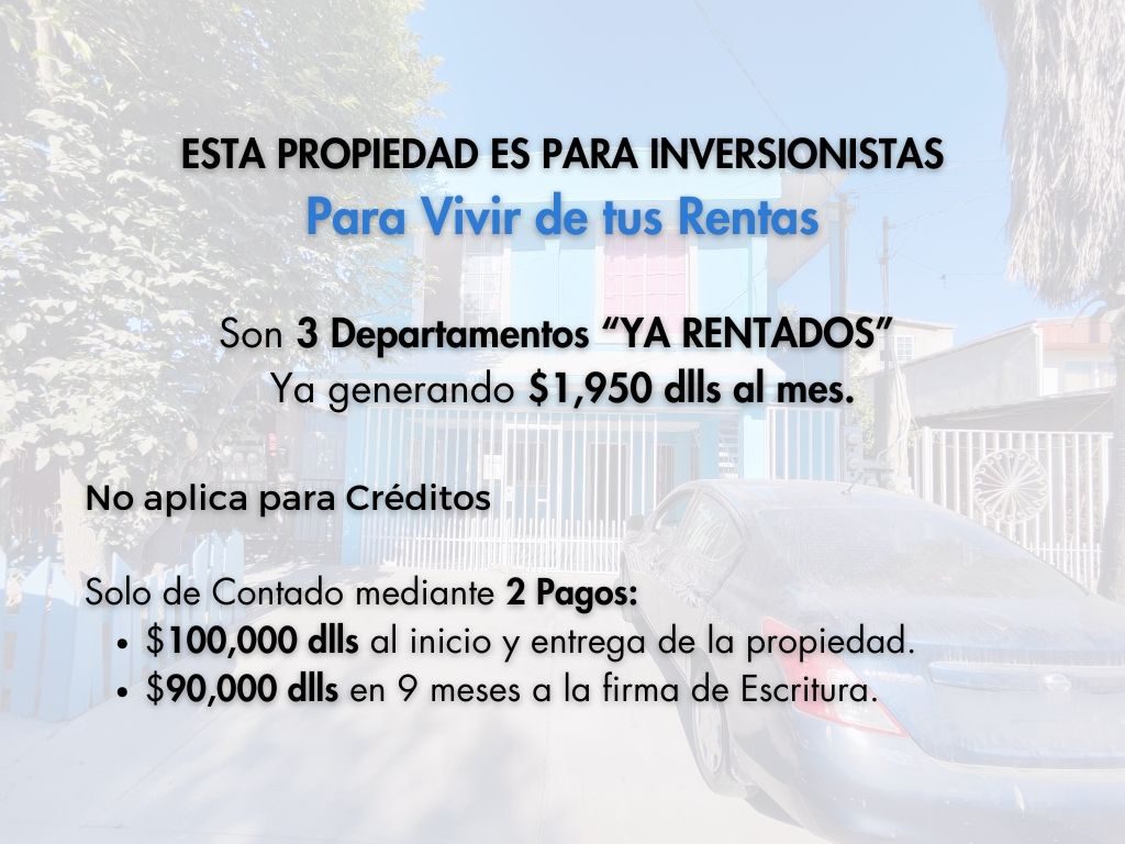 Propiedad de Inversión vendida en Blvd Bellas Artes, Zona Otay